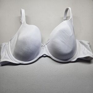 Cacique Women Bra 44C White Lightly Lined‎ T Shirt Underwired Bow